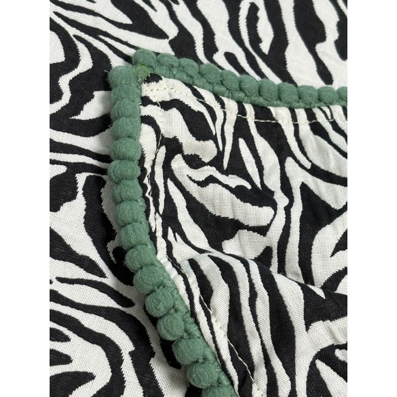 POM Amsterdam Zebra Print Shawl Women OS Black White NEW Pom Pom Trim Scarf - Picture 4 of 10